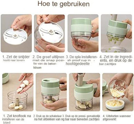 Groentesnijder Electrisch - Groentensnijder Electrisch - Groentesnijder Machine - Elektrische Groentesnijder - Foodprocessor - Uiensnijder van Merkloos — afbeelding 4