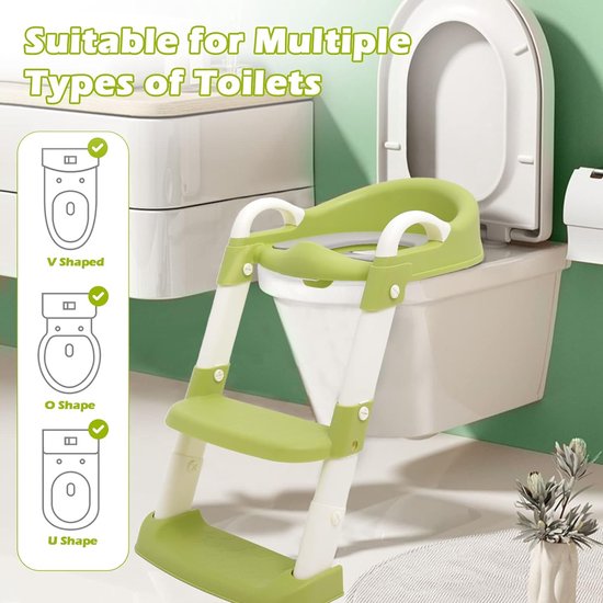 2-in-1 toiletbril voor kinderen, toiletbril voor kinderen met trap voor jongens en meisjes, baby, geüpgraded, 2-in-1 kindertoiletbril met trap met urinoir en spatbescherming (roze