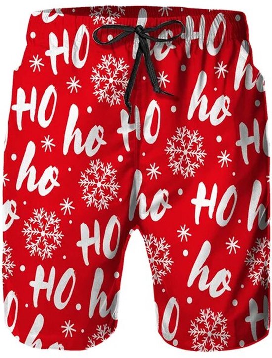 Maillots de bain de Noël Ho Ho Ho - Beau design - Beaux shorts - Rouge et Wit - Vacances - Hommes