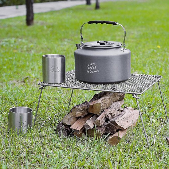 Bouilloire De Camping En Inox 0.9L – Théière Pour Feu De Camp (Neuf)