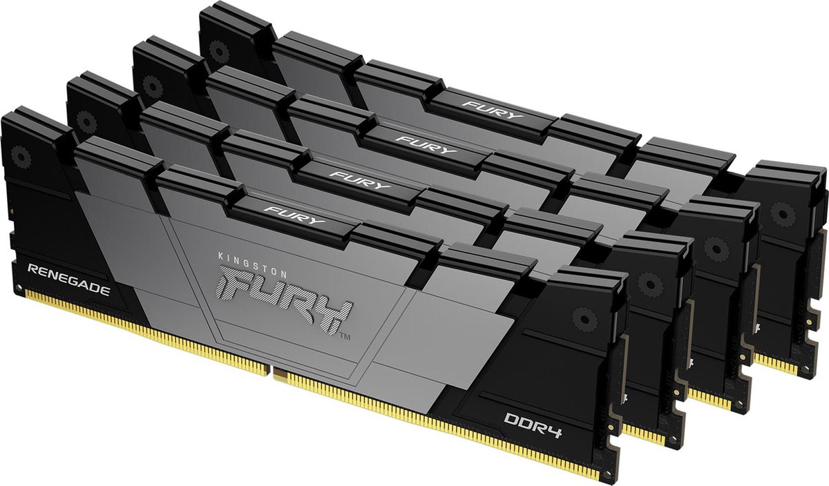 Kingston Technology FURY 64GB 3600MT/s DDR4 CL16 DIMM (set van 4) 1Gx8 Renegade Zwart