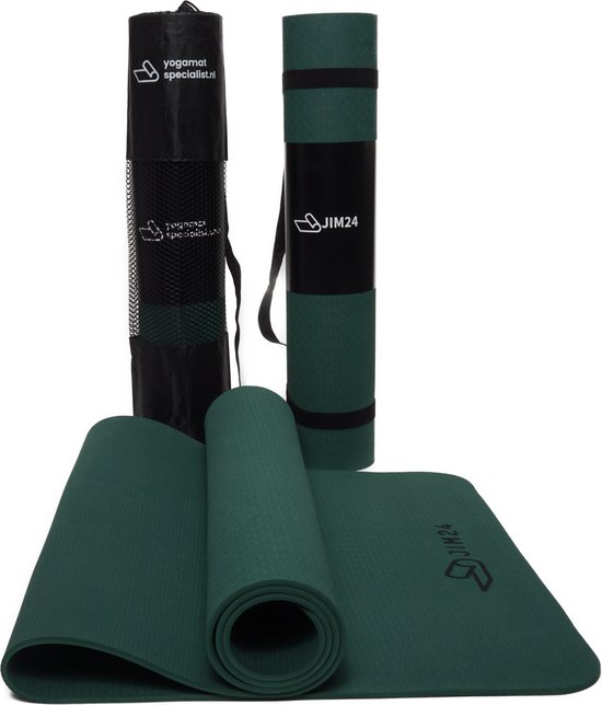 TPE Yoga Mat Olijfgroen – Fitness Mat – Sport Mat – Yoga Mat Anti Slip – Yoga Mat Extra Dik – Duurzaam TPE – Inclusief Draagtas
