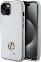 Guess Strass Metal Logo Back Case - Geschikt voor Apple iPhone 15 (6.1") - Zilver