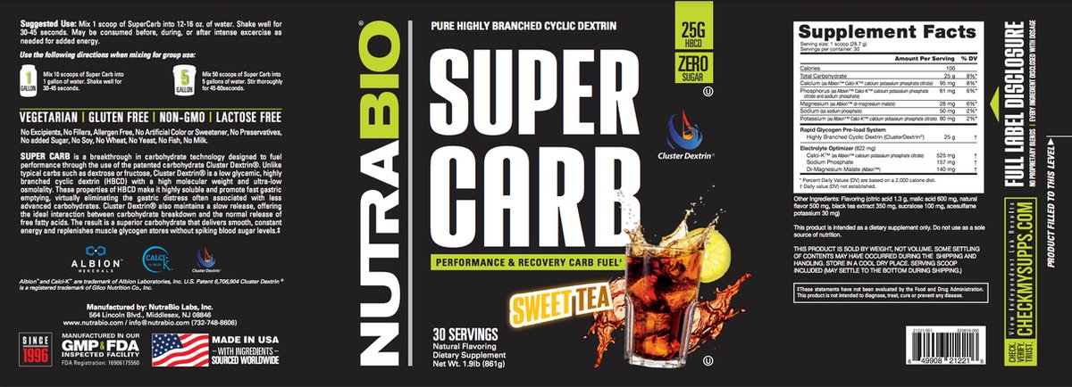 Goedkoopste Nutrabio NutraBio SuperCarb De Superieure Koolhydraat voor Ongeëvenaarde Prestaties Kiwi Strawberry