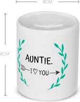 Akyol - auntie i love you Spaarpot - Tante - de liefste tante - verjaardag - cadeautje voor tante - tante artikelen - kado - geschenk - 350 ML inhoud