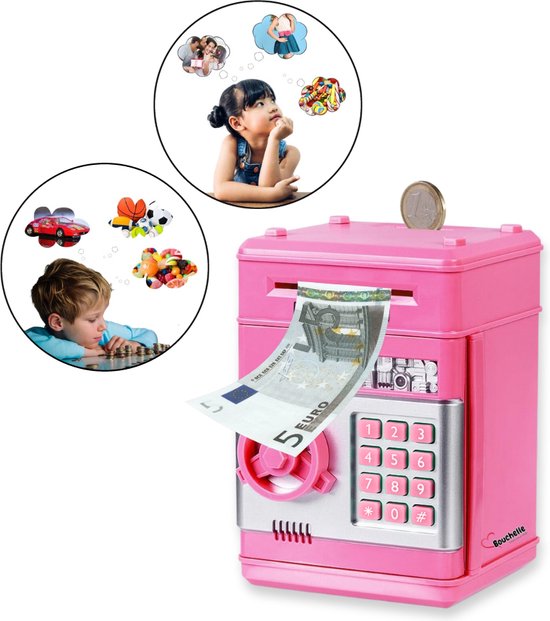 Bouchelle® Spaarpot voor Jongen en Meisje - Kluis Spaarpot voor Kind met Pincode - Roze - Educatief Speelgoed