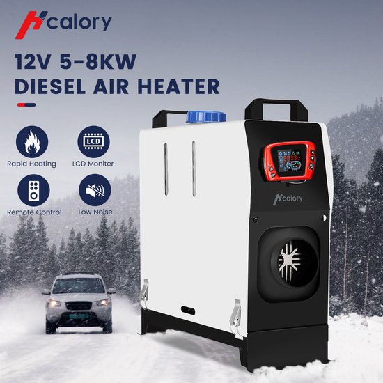 Hcalory Chauffage de stationnement Diesel – 12 V 5-8 kW – Zwart – Pour  voiture camion