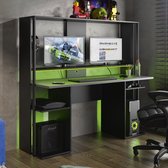 Bol.com Game bureau STANDA - Met opbergruimte en ledverlichting - Zwart L 156.4 cm x H 145 cm x D 60 cm aanbieding