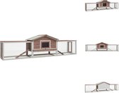 vidaXL Konijnenhok - Twee verdiepingen - Houten frame - Gaas van fijn ijzerdraad - Groen dak - Eenvoudige montage - 310 x 70 x 87 cm - Hok