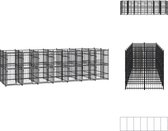 vidaXL hondenkennel - zwart gepoedercoat staal - 672 x 192 x 200 cm - Afsluitbaar vergrendelingssysteem - Kennel