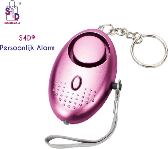 Foto: S4d persoonlijk zakalarm paniekalarm senioren alarm veiligheid alarm persoonlijke alarmknop zelfverdediging sirene 130 decibel incl batterijen met led zaklamp sleutelhanger paars