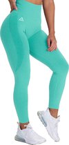 Mewave - Sportlegging turquoise - Dames - Sportbroek - Sportkleding - Yoga legging - Hardloopbroek - Tiktok - Fitness - Maat S