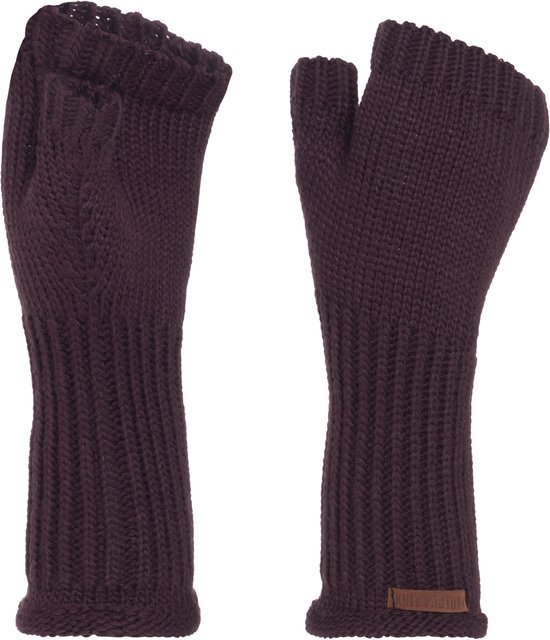 Paarse gebreide vingerloze handschoenen van de Knit Factory met geribbelde manchetten.
