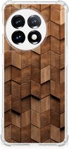 Stevig Telefoonhoesje geschikt voor OnePlus 11 Wooden Cubes