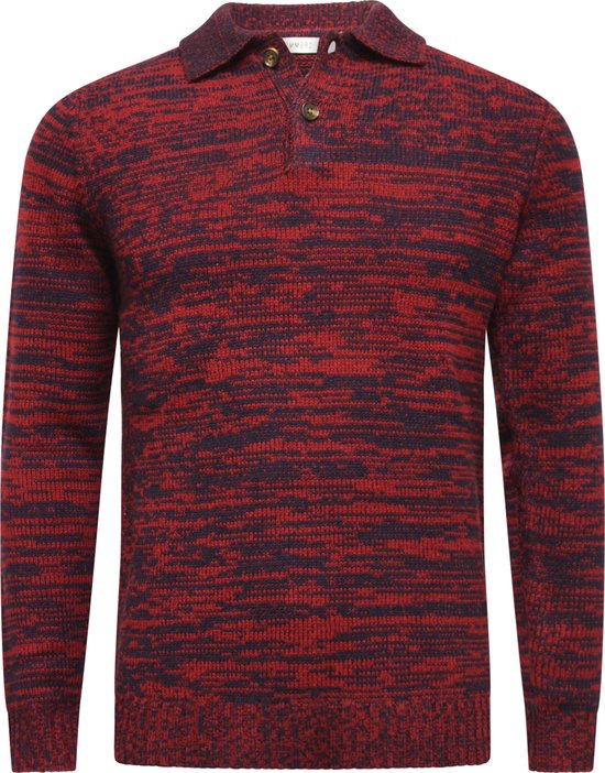 Hommard PULL EN CACHEMIRE COL POLO JERSEY LOURD MELANGE MARINE ROUGE STELVIO Large - Luxe - Pull - Pull Chaud - Homme - Homme - Unisexe