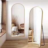 SensaHome Passpiegel - Minimalistische Design Wandspiegel - Staande Spiegel met Metalen Rand - Goud - Modern - Kleedkamer Spiegel - 160x60CM