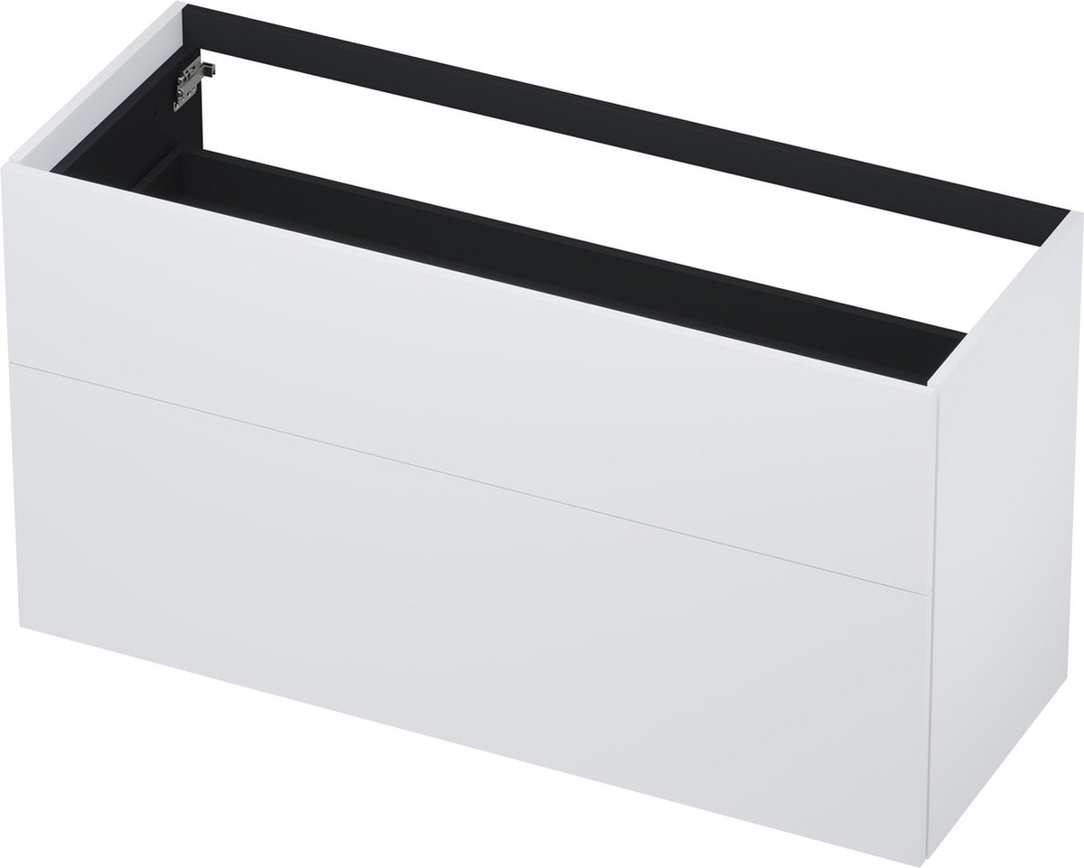 INK® wastafelonderkast 2 laden greeploos push to open gelakt 120x45x65cm, mat wit