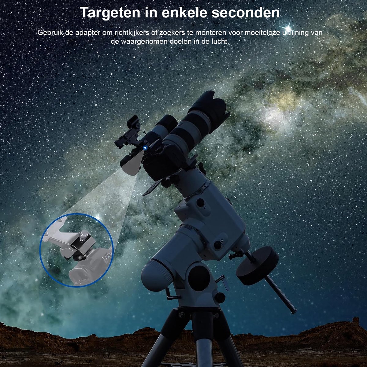Bol.com 182 - LS-T16 Telescoop Zoekerbevestigingsadapter - Volledig Metalen Constructie met Cold Shoe & 1/4" Draad voor Camera H... aanbieding
