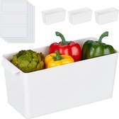 Relaxdays opbergbak set van 4 - witte opbergbox zonder deksel - plastic koelkast organizer