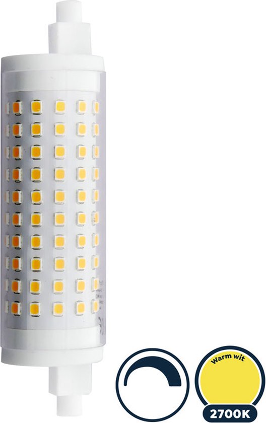 R7S LED 118mm, dimmable, 2700K/blanc chaud, 15W=150W