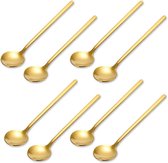 Koffielepel, Gouden roestvrijstalen lepel, Dessertlepel, Menglepel, Mini theelepels, voor koffie, dessert, thee, yoghurt, ijscoupes, (verpakking van 8)