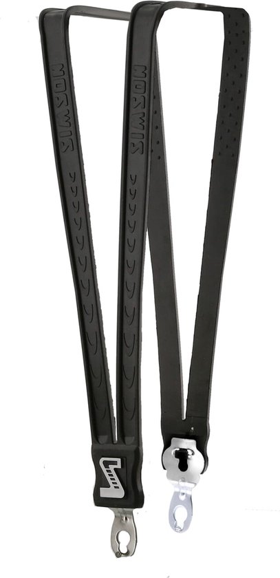 Tendeurs noirs Simson avec clips métalliques et logo S argenté, avec motif.