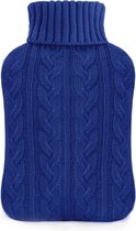 Bouillotte avec housse - Housse tricotée douce premium - Grande bouillotte 2L bleu marine