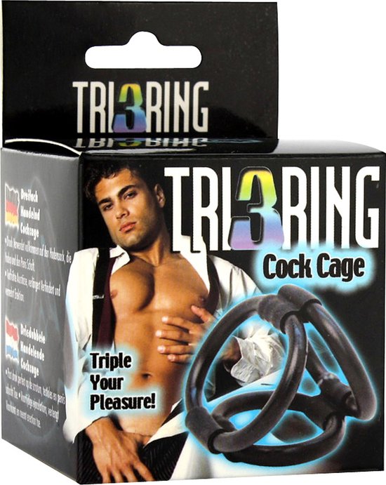 Seven Creations - Tri Ring Cock Cage - Vibrator - Zwart - 40 mm | bol Seven Creations - Tri Ring Cock Cage - Vibrator - Zwart - 40 mm | bol