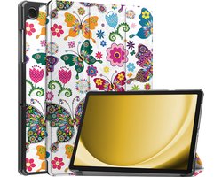 Hoes - Geschikt voor Samsung Galaxy Tab A9 Plus - Dun & Stevig - Trifold Bookcase - Hard Cover - Hardcover Book Case - Tablet Hoesje - Vlinders