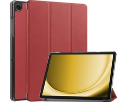Hoes - Geschikt voor Samsung Galaxy Tab A9 Plus - Dun & Stevig - Trifold Bookcase - Hard Cover - Hardcover Book Case - Tablet Hoesje - Donkerrood
