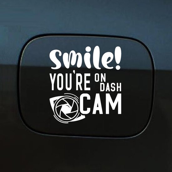 "Smile You're On Dash Cam" Funny Vinyl Decal Sticker – For Car, Van, Bumper, Window