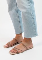 Sacha - Dames - Beige sandalen met strass bandjes - Maat 40