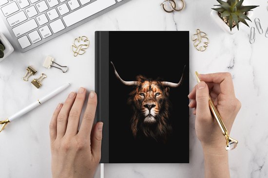 Carnet - Carnet d'écriture - Lion - Zwart - Fourrure - Carnet - Format A5 - Bloc-notes