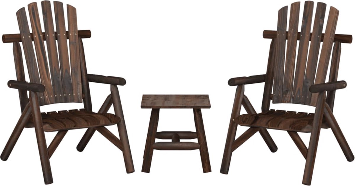 The Living Store 3-delige Loungeset massief vurenhout - Loungeset - Tuinset - Lounge Set - Tuinbank - Stoel