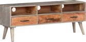 The Living Store TV-meubel - Houten tv-kast - 130 x 35 x 51 cm - Grijs/Honingbruin