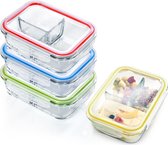 Klarstein Set de 4 boîtes à lunch avec subdivision - Contenu : 1040 ml chacun / 3 compartiments chacun - étanche - insipide - va au lave-vaisselle