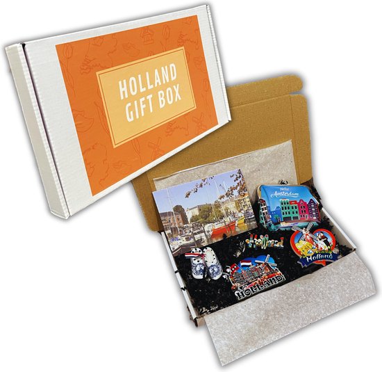 Winsa Dordrecht Holland Gift Box - Nederlands Cadeau - Sleutelhanger - Magneten - Portemonnee - Ansichtkaart - Porselein Klomp - Delfts Blauw - Amsterdam XXX - Leuk Cadeau Idee - Giftbox - Kerstpakket