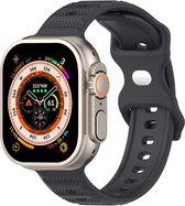 Siliconen bandje - geschikt voor Apple Watch series 1/2/3/4/5/6/7/8/9/SE/SE 2/Ultra/Ultra 2 met case size 42 mm / 44 mm / 45 mm / 49 mm - donkergrijs