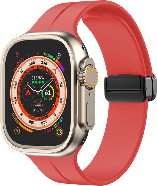 Siliconen bandje - geschikt voor Apple Watch Series 1/2/3/4/5/6/7/8/9/SE met case size 38 mm / 40 mm / 41 mm - rood