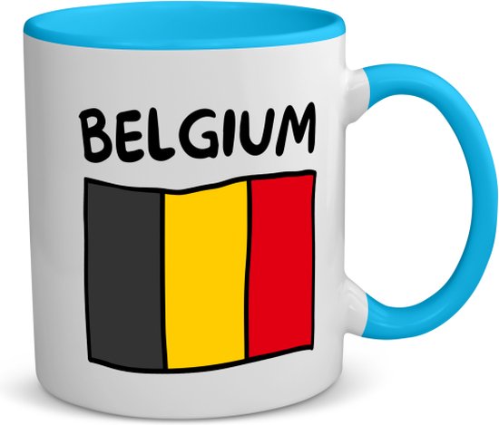 Akyol - tasse à café drapeau belge - tasse à thé - bleu - België - voyageurs - touriste - cadeau d'anniversaire - souvenir - vacances - cadeau - capacité 350 ML