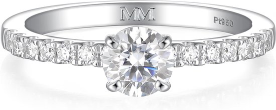 Finesse - Platinum Moissanite Verlovingsring met Zijstenen - 0.5 karaat