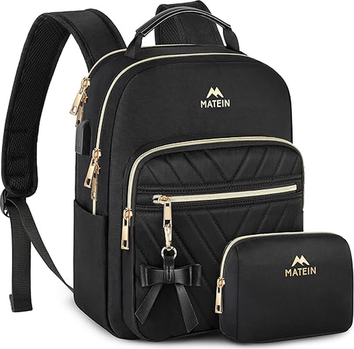 Rugzak voor Dames Kleine, Elegante Schoudertas Casual Dagrugzak 2 in 1 Waterdichte Handtas Dames Dagrugzak met USB-Oplaadpoort Moderne Stadsrugzak Rugzak Tas voor Dames Cadeau Zwart