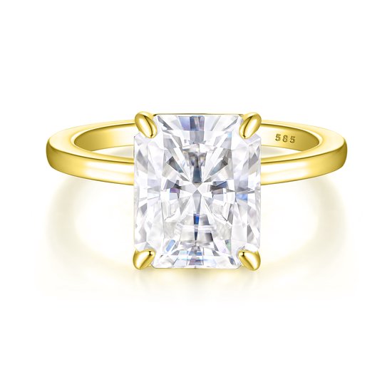 Radiana - Bague solitaire radiante en or jaune 14 carats Ring moissanite - 2,7 carats