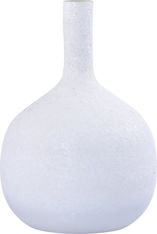 PTMD Saim White round glass bottle rustic finish L