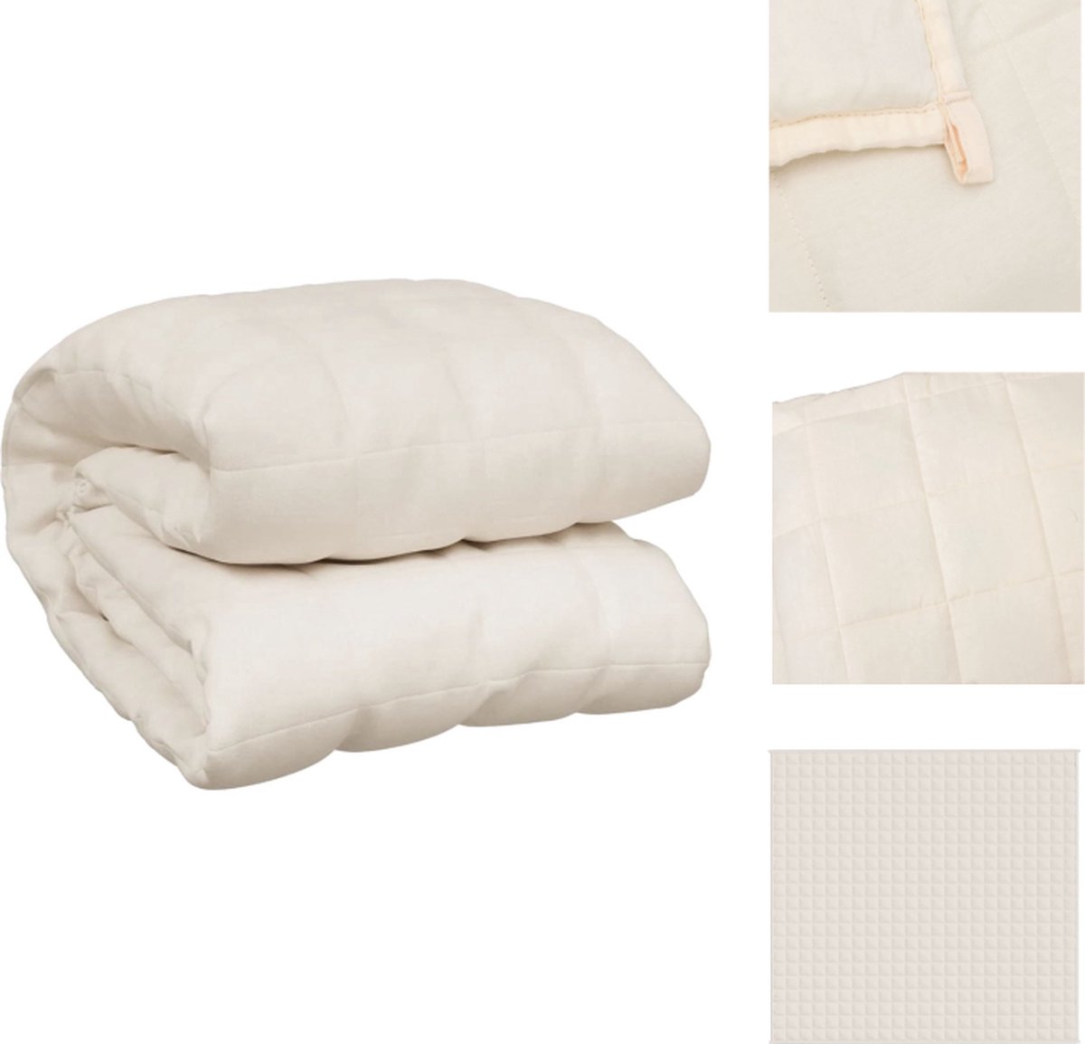 vidaXL Verzwaringsdeken - Verzwaringsdekens - Deken - Beddengoed - Verzwaringsdeken 220x235 cm 15 kg stof lichtcrèmekleurig
