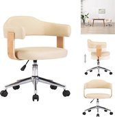 vidaXL Draaibare kantoorstoel - Crème - 49.5 x 51.5 x (94.5-115.5) cm - Ergonomisch ontwerp - Bureaustoel