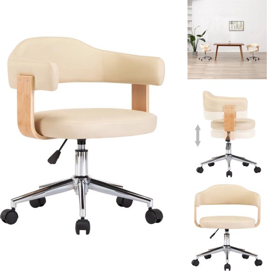 vidaXL Draaibare kantoorstoel - Crème - 49.5 x 51.5 x (94.5-115.5) cm - Ergonomisch ontwerp - Bureaustoel