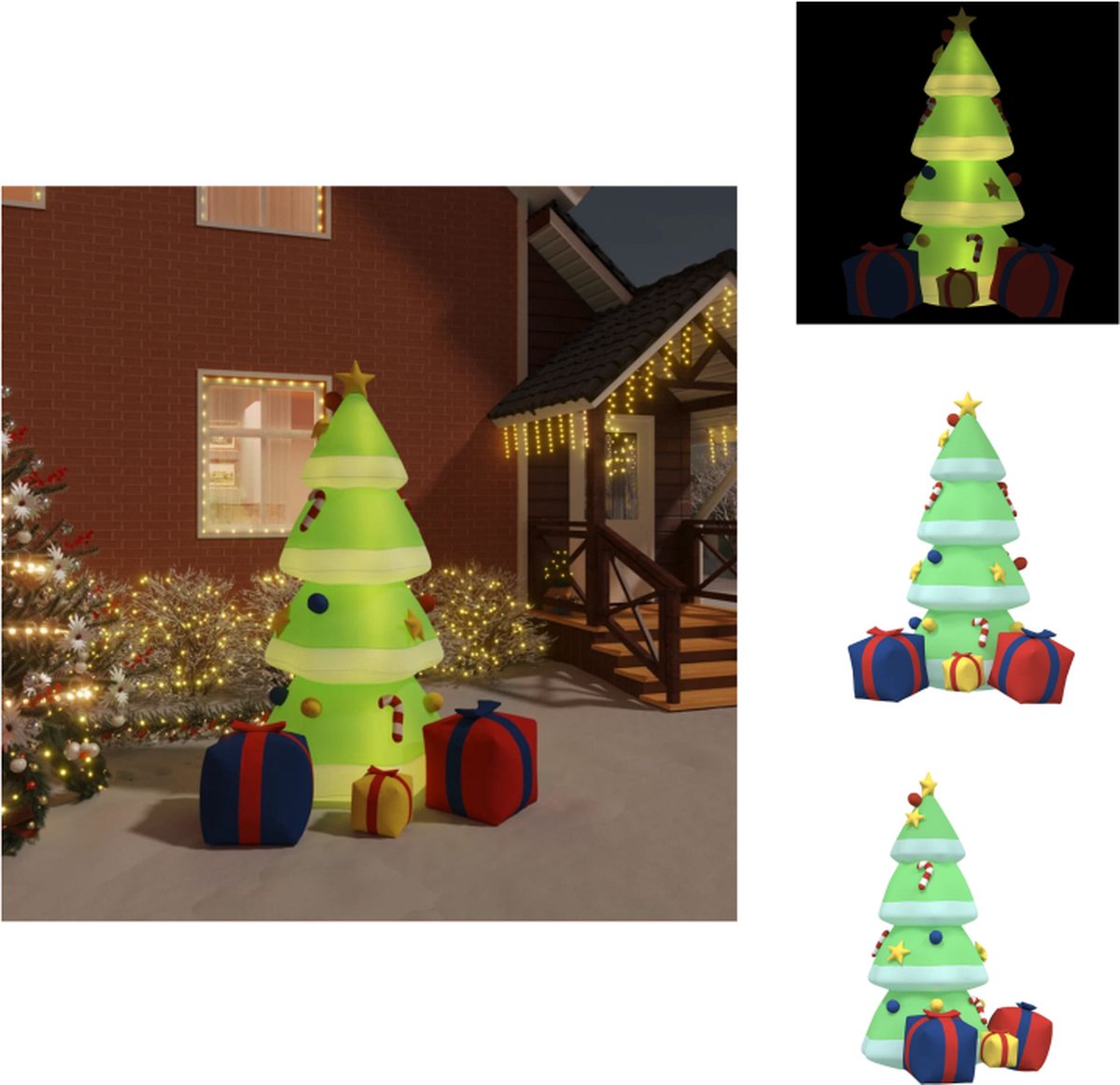 vidaXL Opblaasbare Kerstboom - Meerkleurig - 200 x 130 x 240 cm - Met ingebouwde LED-verlichting - Decoratieve kerstboom