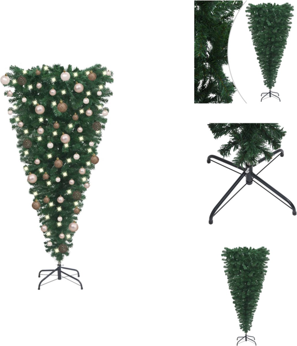 vidaXL Omgekeerde Kerstboom - PVC - 120 cm - LED-verlichting - Decoratieve kerstboom