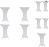 vidaXL Statafelhoes - Stretchstof - Geschikt voor tafels tot 120 cm - Inclusief 4 tafelhoezen - Wit - Wasbaar op 40°C - Polyester- 90% - Elasthaan- 10% - Tuinmeubelhoes